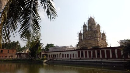 Sticker - KOLKATA, INDIA - May 02, 2021: Dakshineswar Kali Temple is a Hindu navaratna temple located at Dakshineswar. Situated on the eastern bank of the Hooghly River.