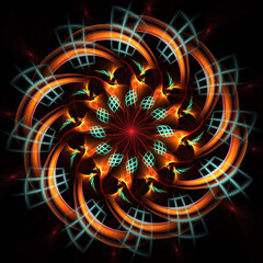 Wall Mural - abstract fractal mandala, computer-generated illustration.