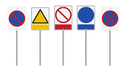 Wall Mural - Collection of blank road sign or Empty traffic signs isolated on white background. illustration vector