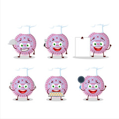 Wall Mural - Cartoon character of strawberry biscuit with various chef emoticons