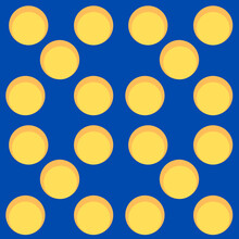 Pattern With Blue Background And Bright Yellow Circles