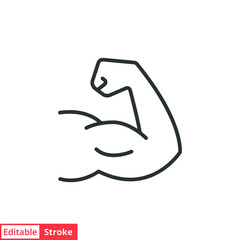 strong hand line icon. simple outline style. muscle, arm, bicep, power, protein, man, strength, flex