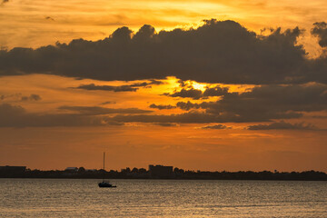 Sunset on a pier in Indialantic Florida on the Indian river