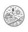 England lighthouse vector design in mono line art ,badge patch pin graphic illustration, vector art t-shirt design