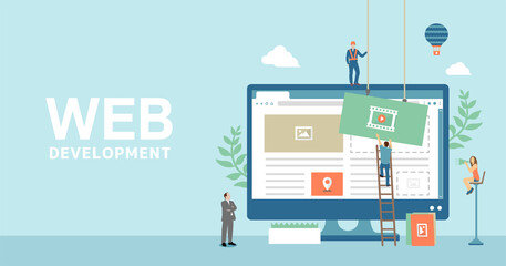 Web development concept  vector banner illustration