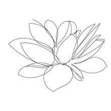 Lotus Flower Line Art. Minimalist Contour Drawing. One Line Artwork