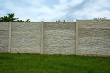 Concrete Decorative Fence From Panels. Building Site For House