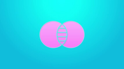 Sticker - Pink line Mathematics sets A and B icon isolated on blue background. Symmetric difference. 4K Video motion graphic animation