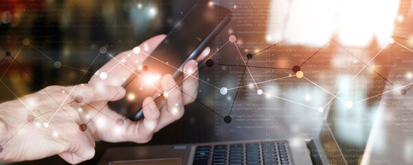 Wall Mural - smartphone in hands banner