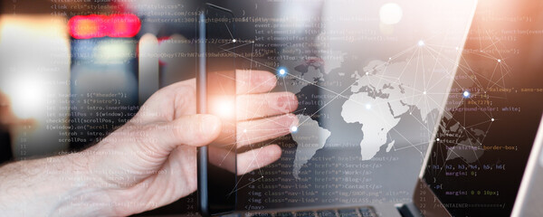 Wall Mural - smartphone and laptop connection