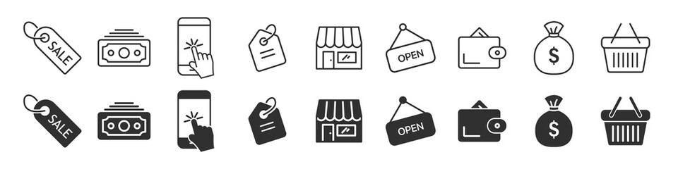Aufkleber - E commerce and online shopping icons collection in two different styles