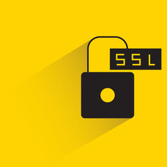 Wall Mural - ssl key shadow on yellow background