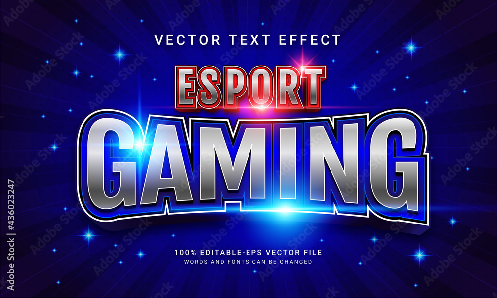 Esport gaming editable text effect with blue color Stock Vector | Adobe ...