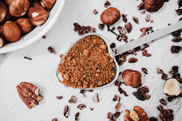 Canvas Print - Top view of ingredients for delicious dessert preparation