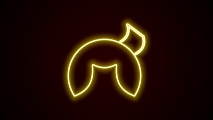 Canvas Print - Glowing neon line Chinese fortune cookie icon isolated on black background. Asian traditional. 4K Video motion graphic animation