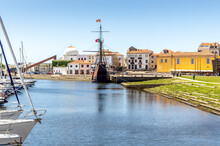 Historic Ship Docked In Vila Do Conde, Porto District, Portugal