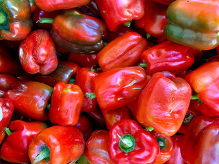 Sticker - Red peppers at a farmers market