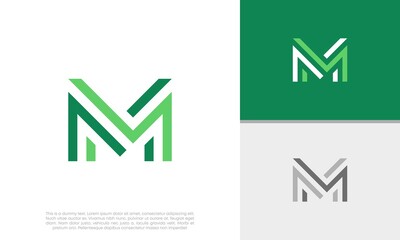 Wall Mural - Initial M. MM logo design. Innovative high tech logo template. Template label for blockchain technology.