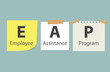 EAP Employee Assistance Program written on memory papers- vector illustration