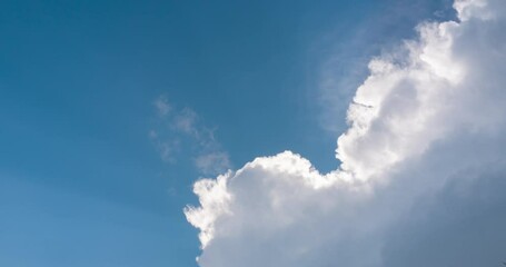Wall Mural - puffy fluffy white clouds blue sky time lapse. slow moving clouds in sunny blue space