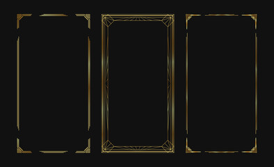 Wall Mural - Set of golden vector frames for stories in social media. Isolated Art Deco borders for design. Gold frame collection