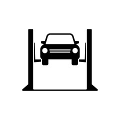 Wall Mural - Car lift icon. Car service. Transport repair. Black silhouette. Front view. Vector simple flat graphic illustration. The isolated object on a white background. Isolate.