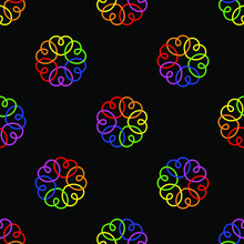 Seamless Wallpaper Of Flowersmade Up From A Rainbow Of Loop Hearts For Gay Pride On Black Background 