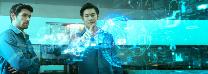 Wall Mural - smart engineer smart factory machine iot internet of thing digital technology futuristic, industry 4