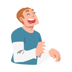 Sticker - Laughing Young Man Having Fun, Portrait of Happy Guy Cartoon Vector Illustration