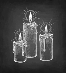 Wall Mural - Chalk sketch of thick candles.