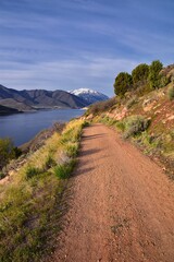 Wall Mural - Deer Creek Reservoir Dam Trailhead hiking trail  Panoramic Landscape views by Heber, Wasatch Front Rocky Mountains. Utah, United States, USA.