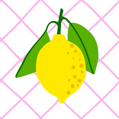Wall Mural - Lemon pattern seamless in bright colors. Repeat background with fruit vector pattern. Citrus fruit drawing. Great as wallpaper, fabric pattern or textile design.