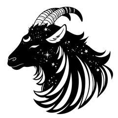 Wall Mural - head of a mystical goat with cosmic motives