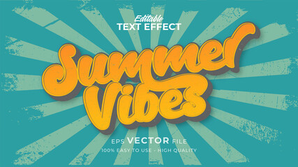 Wall Mural - Editable text style effect - retro summer vibes text in grunge style theme