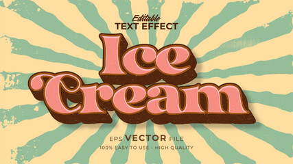 Wall Mural - Editable text style effect - retro summer ice cream text in grunge style theme