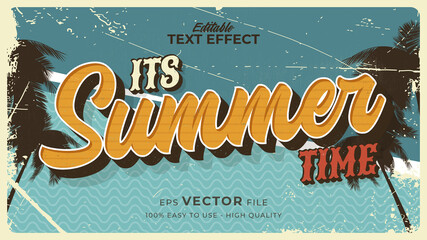 Wall Mural - Editable text style effect - retro summer text in grunge style theme