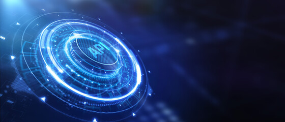 API - Application Programming Interface. Software development tool. Business, modern technology, internet and networking concept
