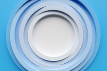 3D Rendering Abstract Blue-white Round Fractal, Portal. White Round Spiral.