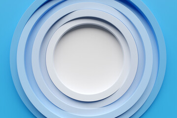 3d rendering abstract blue-white round fractal, portal. white round spiral.