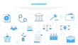 government concept with icon set template banner with modern blue color style