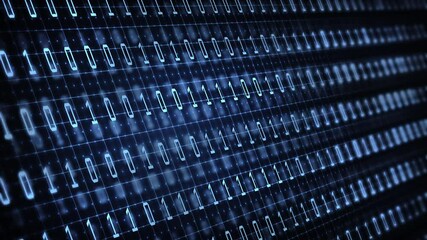 Binary code in the future digital abstract background. Modern technology hex code concept. Seamless looping 4k