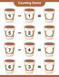 Counting game, count the number of Coffee Cup and write the result. Educational children game, printable worksheet, vector illustration
