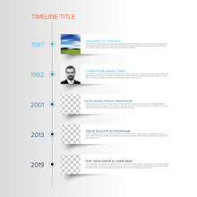 Minimalistic Vertical Infographic Timeline Template With Photo Placeholders
