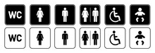 Set Of Toilet Icons. Design For Web And Mobile App. Male And Female Restroom.