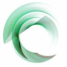 The Green Circular Frame Is Surrounded By Green Wavy Transparent Elements On A White Background. Graphic Design Element. Logo, Sign, Icon, Symbol. 3d Rendering. 3d Illustration.