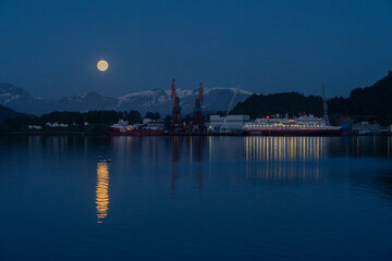 Wall Mural - night view from the city of Ulsteinvik, Norway.