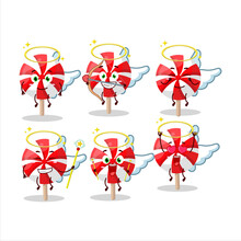 Red White Peppermint Lolipop Cartoon Designs As A Cute Angel Character