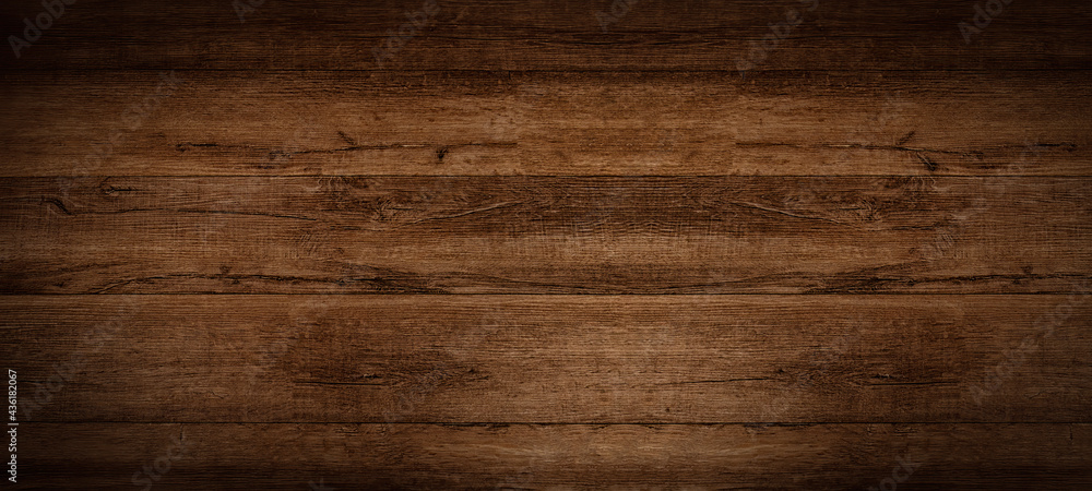 Old brown rustic dark grunge wooden timber texture - wood background banner. - obrazy, fototapety, plakaty 
