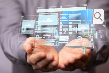 interface web application in hand