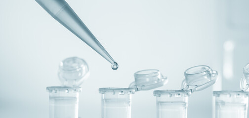 Poster - Pipette and test tubes in a microbiological laboratory